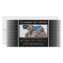 Modern Halftone Dots (black) Graduation Photocard Photo Card Template