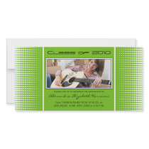 Modern Halftone Dots (lime) Graduation Photocard Photo Greeting Card