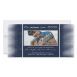 Modern Halftone Dots (navy) Graduation Photocard Custom Photo Card