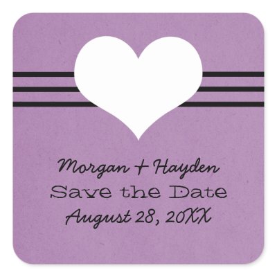 Modern Heart Save the Date Stickers, Purple