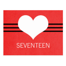Modern Heart Table Number Postcard, Red