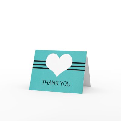 Modern Heart Thank You Card, Aqua