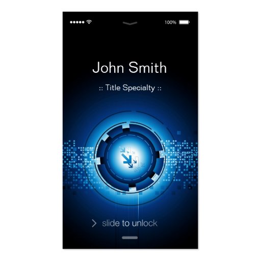 Modern Hi Tech  - iPhone iOS Flat Design Business Cards (front side)