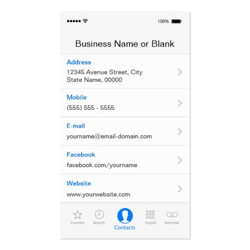 Modern Hi Tech  - iPhone iOS Flat Design Business Cards (back side)