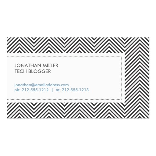 Modern & Hip Black Chevron Pattern Business Card Template (back side)