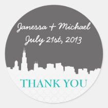 Modern & Hip Cityscape Thank You Stickers