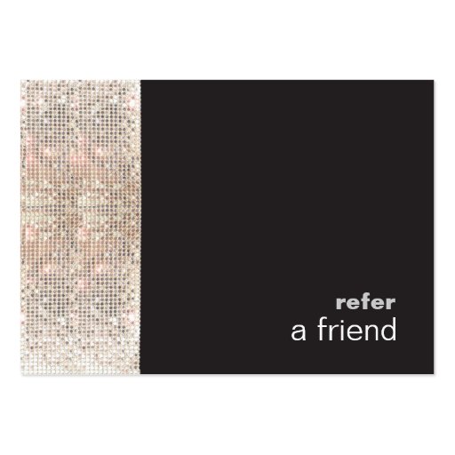 Modern Hip FAUX Sequins Salon Refer A Friend Black Business Card Templates