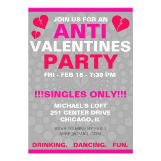Modern Hipster Anti-Valentine's Day Party Invite