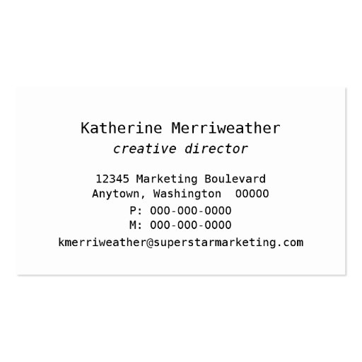 Modern Hipster Business Card, Black and White (back side)