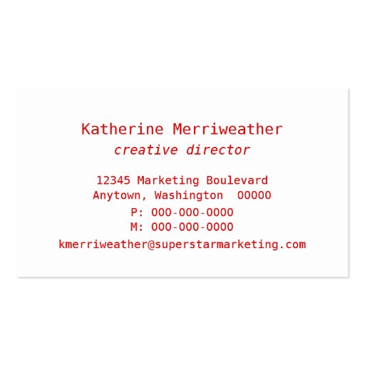 Modern Hipster Business Card, Red (back side)