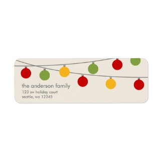 Modern Holiday Christmas Ornaments Return Address Label