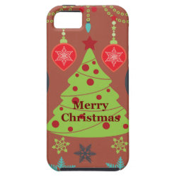 Modern Holiday Merry Christmas Tree Snowflakes iPhone 5 Case