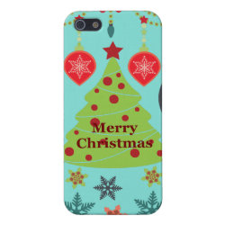 Modern Holiday Merry Christmas Tree Snowflakes Cover For iPhone 5