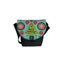 Modern Holiday Merry Christmas Tree Snowflakes Courier Bags