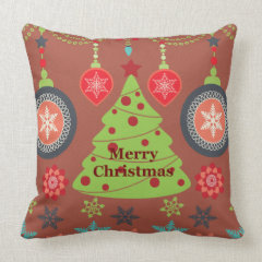 Modern Holiday Merry Christmas Tree Snowflakes Pillows