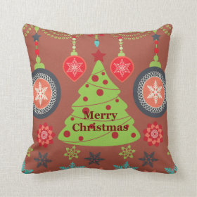 Modern Holiday Merry Christmas Tree Snowflakes Pillows