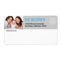 Modern holiday photo blue gray snowflake address label