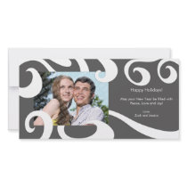 Modern Holiday Swirls Photo Card- Dark Gray photo cards