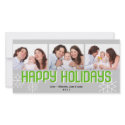 Modern holiday triptych green gray happy holiday photocard