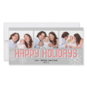 Modern holiday triptych pink gray happy holiday photocard