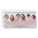 Modern holiday triptych pink gray happy holiday photo cards