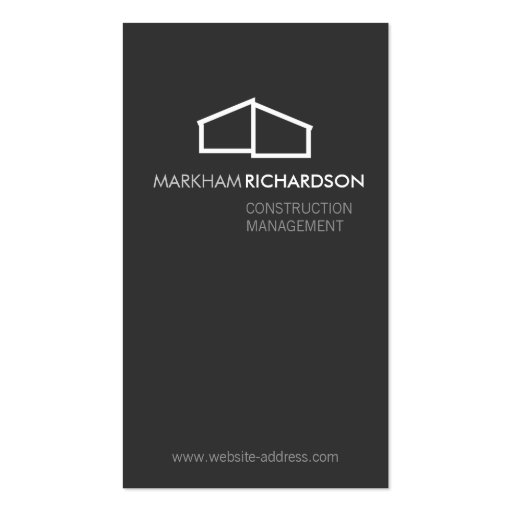 Modern Home Logo on Gray for Construction, Realtor Business Card (front side)