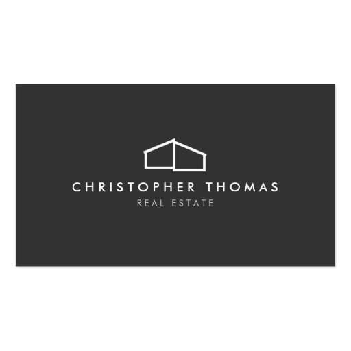 Modern Home Logo on Gray for Real Estate, Realtor Business Card Templates (front side)