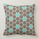 Modern Honeycomb Throw Pillow (brown & blue)
