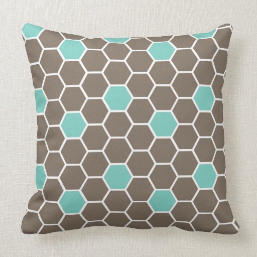 Modern Honeycomb Throw Pillow (brown & blue)