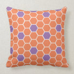 Modern Honeycomb Throw Pillow (orange & purple)