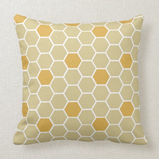 Modern Honeycomb Throw Pillow (wheat & gold)