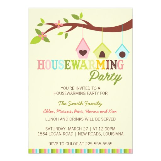 Modern Housewarming Bird Houses Custom Invitation