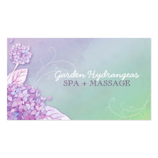 Modern Hydrangeas Spa + Massage Business Cards (front side)