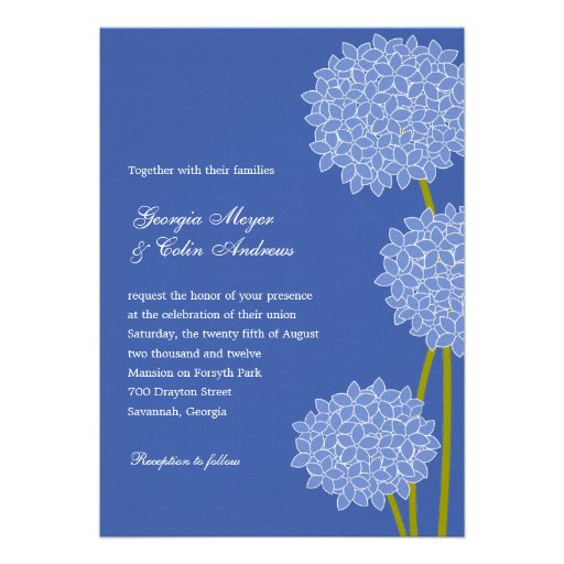 Modern Hydrangeas Wedding Invitation - Blue