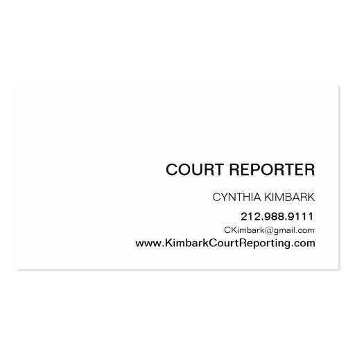 Modern Icon Silhouette court reporter | eggshell Business Card (back side)