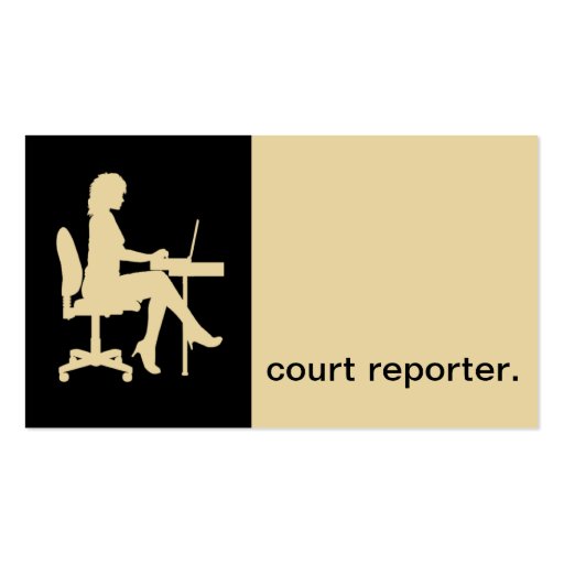 Modern Icon Silhouette court reporter | eggshell Business Card (front side)