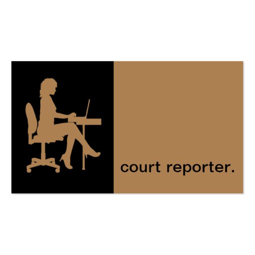 Modern Icon Silhouette court reporter | tan Business Card Templates (front side)