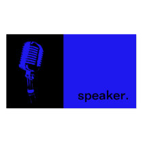 Modern Icon Silhouette Speaker  | blue black Business Card Template