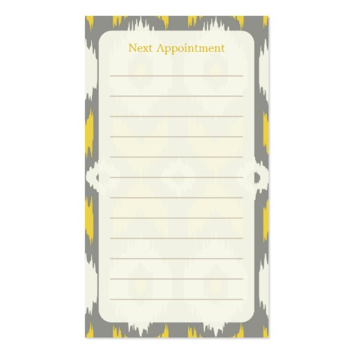 Modern Ikat Pattern Appointment Business Card (back side)