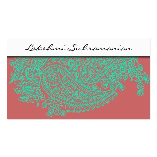 Modern India Paisley Professional Business Cards (front side)