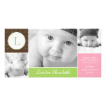 Modern Initial Baby Girl Birth Announcement photo cards