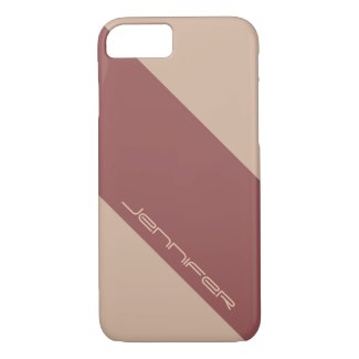 Modern iPhone 7 Case Almond & Marsala Red Stripe