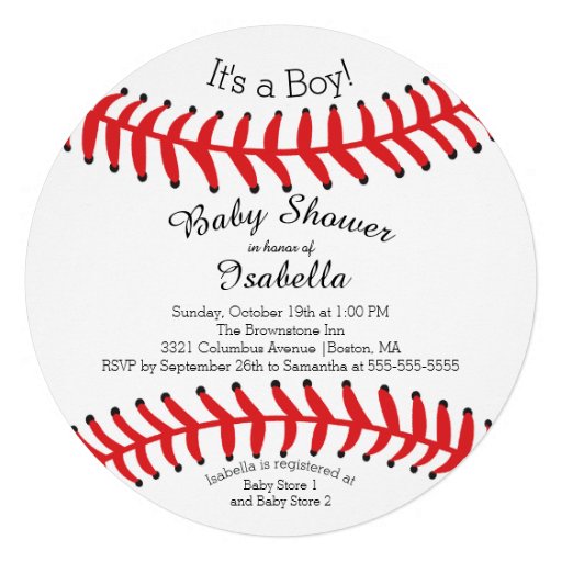 Modern It's A Boy Baseball Baby Shower Invitations Personalized Announcement