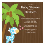 Modern Jungle Giraffe Boy Baby Shower Invitations