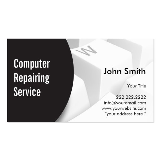 Modern Keyboard Computer Repairing Businss Card Business Card Template (front side)