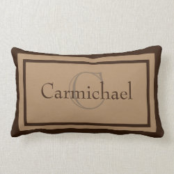 Modern Khaki/Brown Monogram Name Accent Pillow