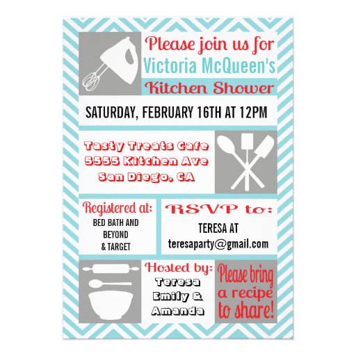 Modern Kitchen Bridal Shower Invitations