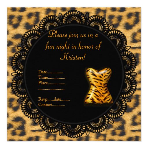 MODERN LACE ANIMAL PRINT BACHELORETTE PARTY INVITE