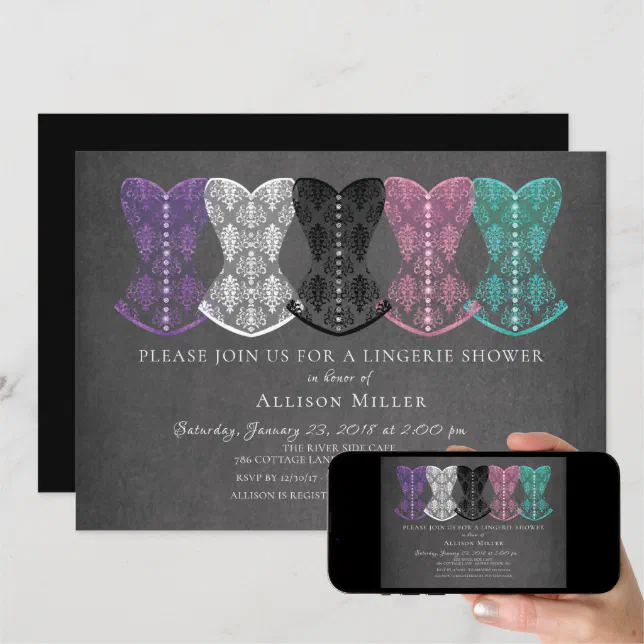 Modern Lacy Corsets Lingerie Shower Invitation Zazzle