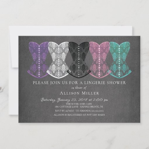 Modern Lacy Corsets Lingerie Shower Invitation Zazzle